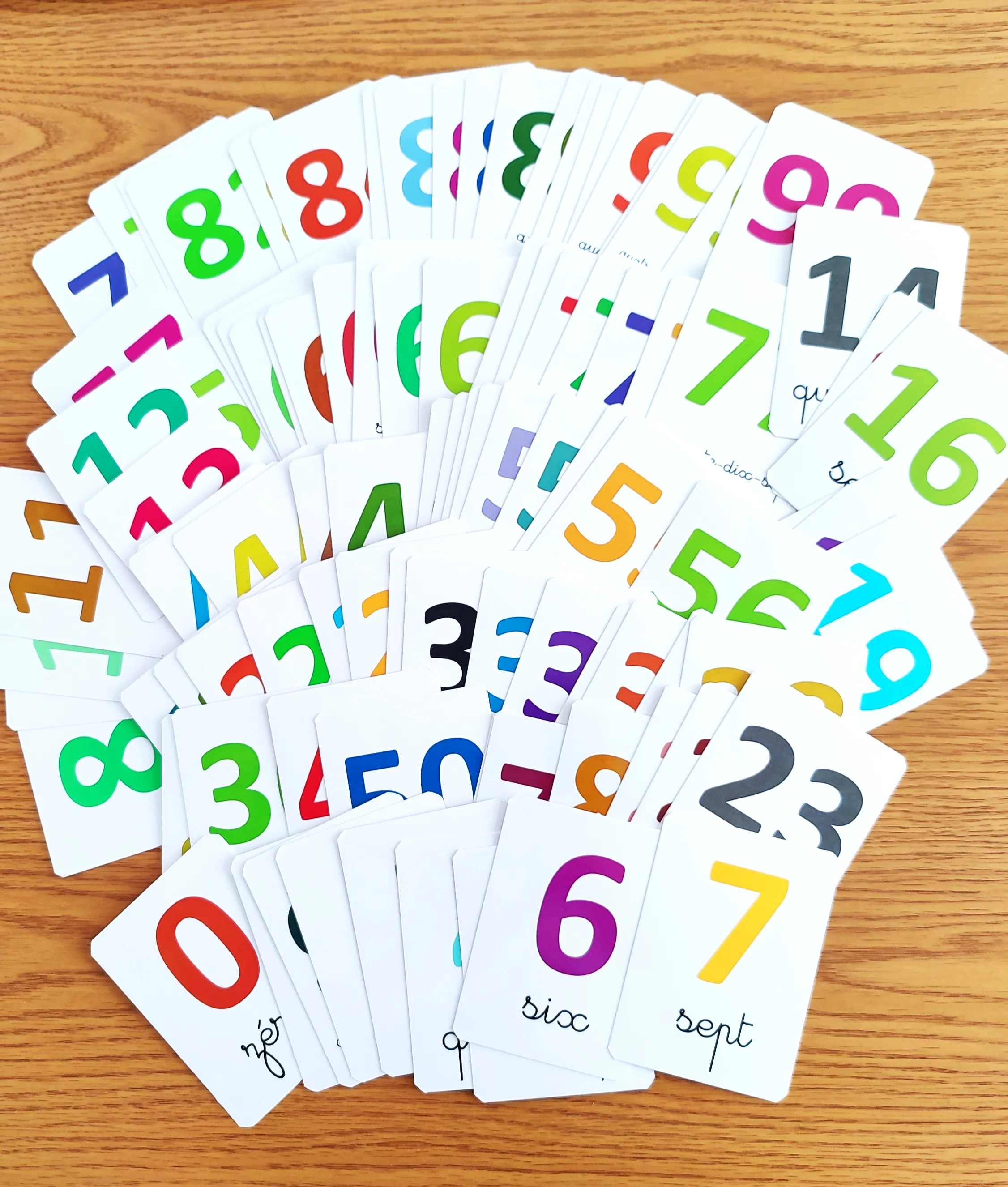 101 cartes des chiffres de 0 à 100