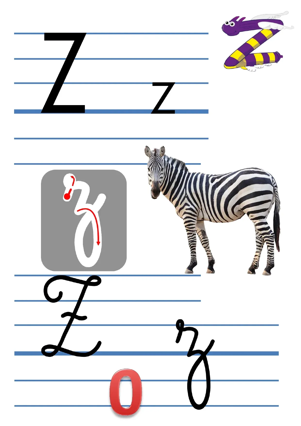 26 affiches de l'alphabet avec les 4 écritures - format A4