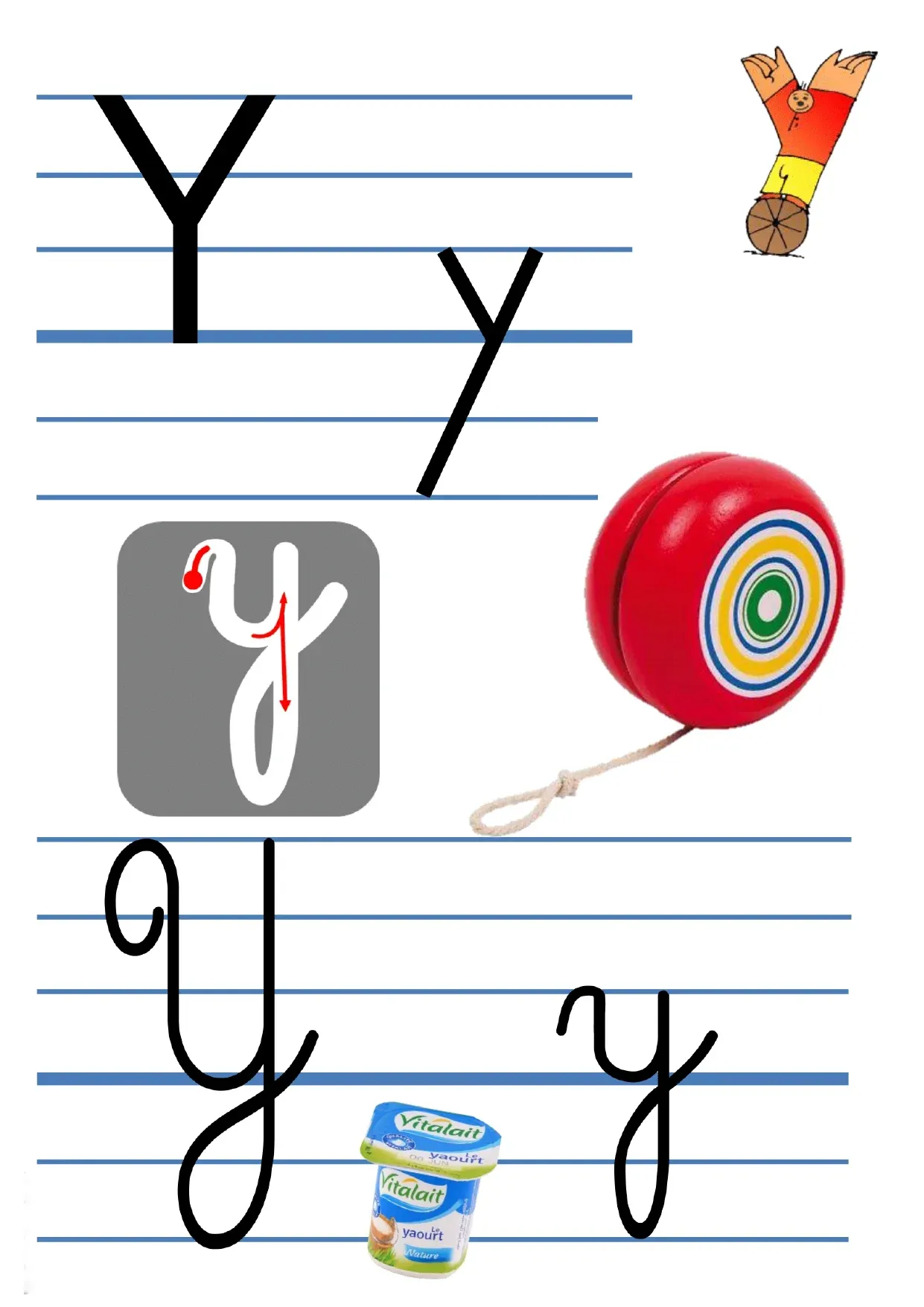 26 affiches de l'alphabet avec les 4 écritures - format A4
