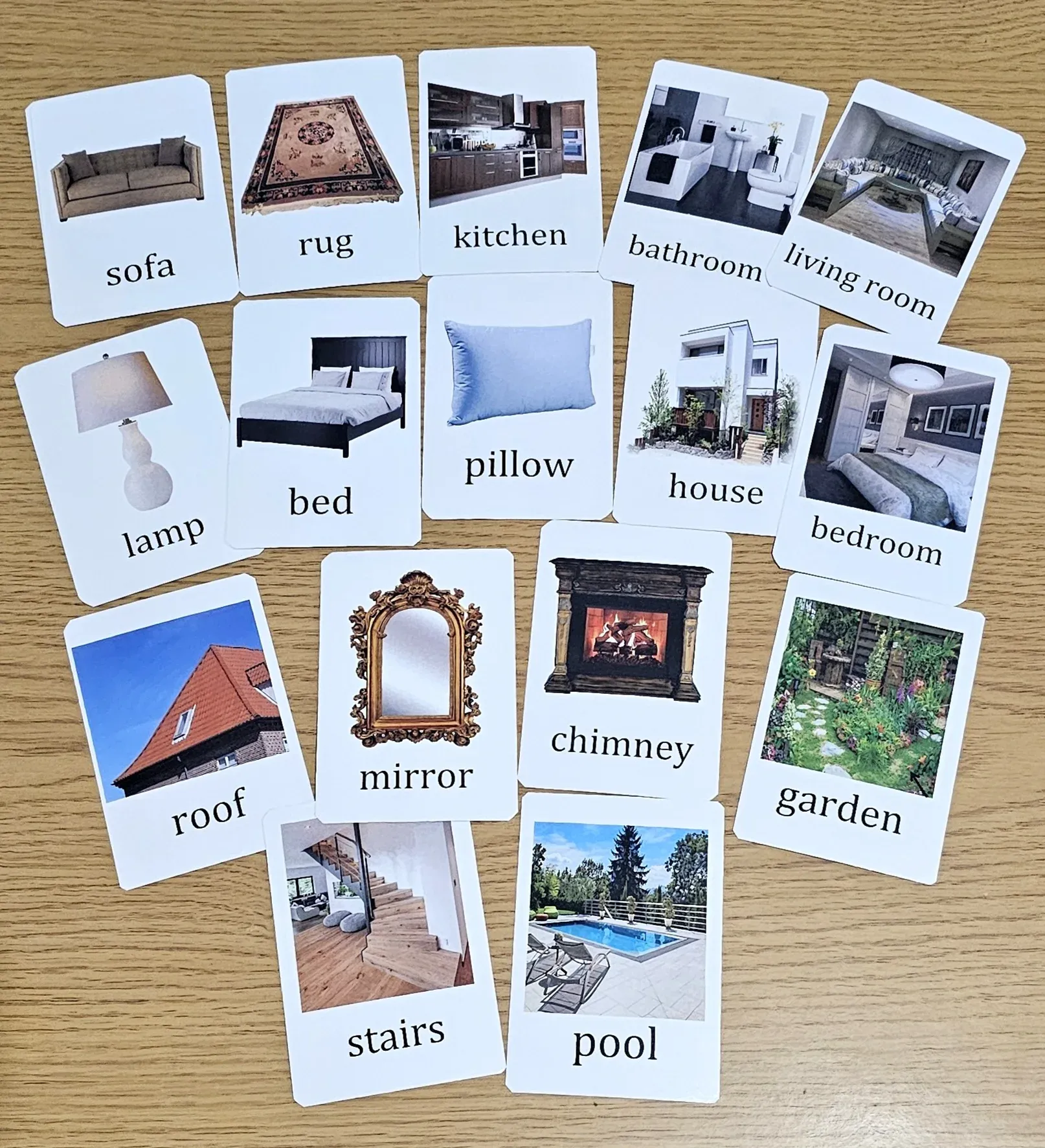 68 cards of Parts of house